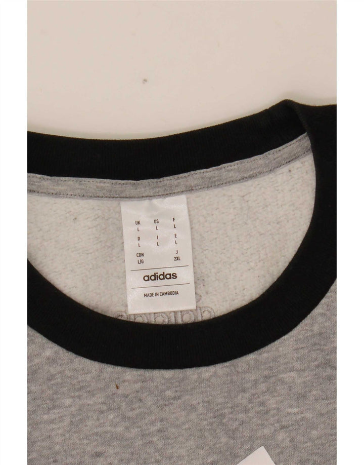 Adidas Mens Graphic Moletom Jumper Grande Bloco de cores cinza