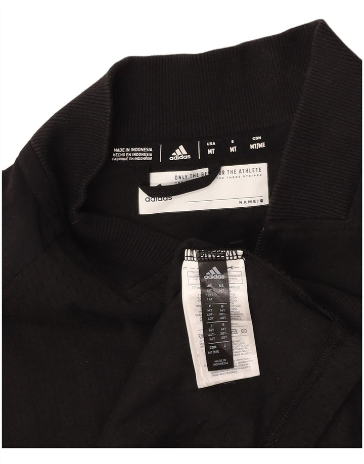 ADIDAS Womens Climalite Graphic Tracksuit Top Jacket UK 12/14 Médio Preto