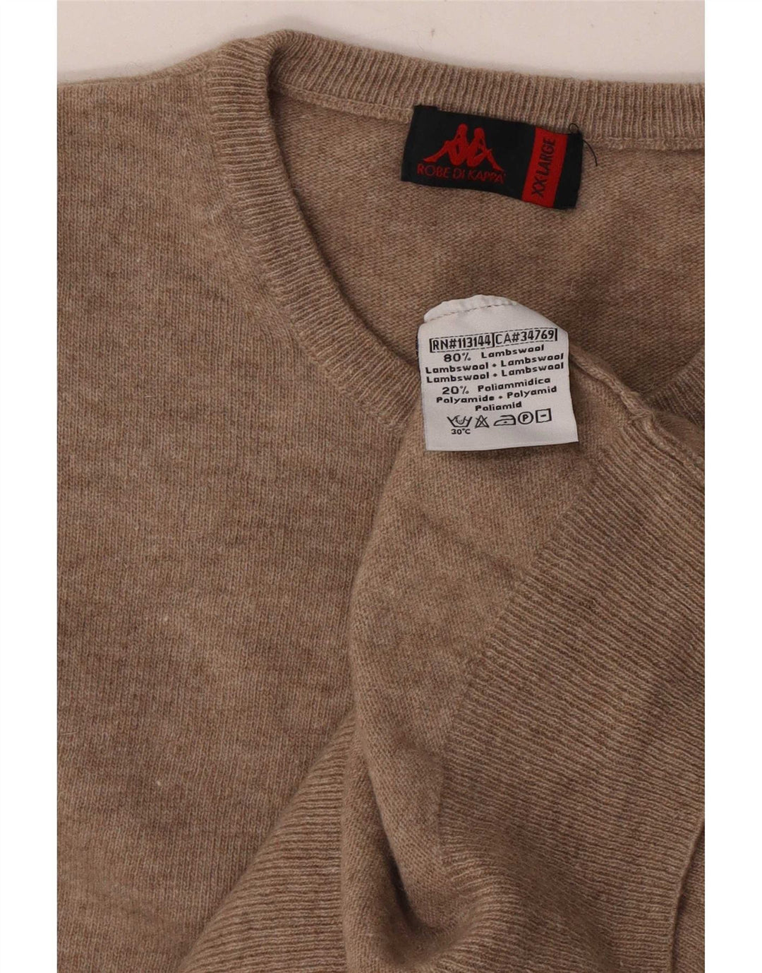 Suéter masculino Kappa com gola redonda 2XL lã de cordeiro bege