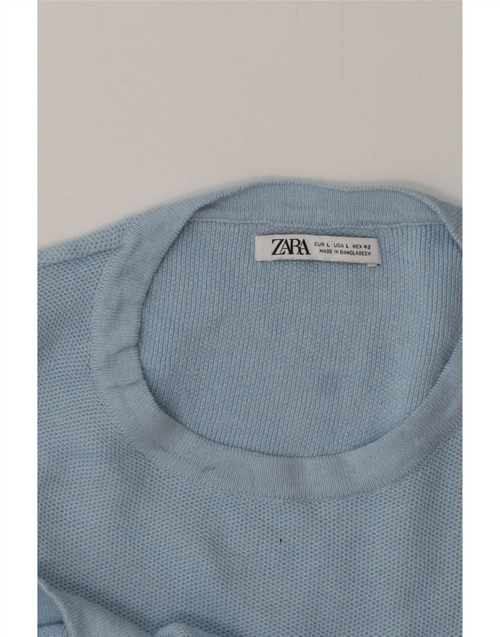 Camiseta masculina ZARA Top grande azul
