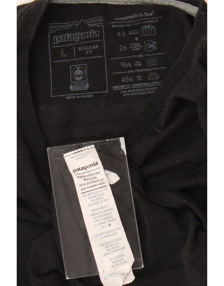 Camiseta masculina PATAGONIA com ajuste regular e estampa gráfica grande de algodão preto