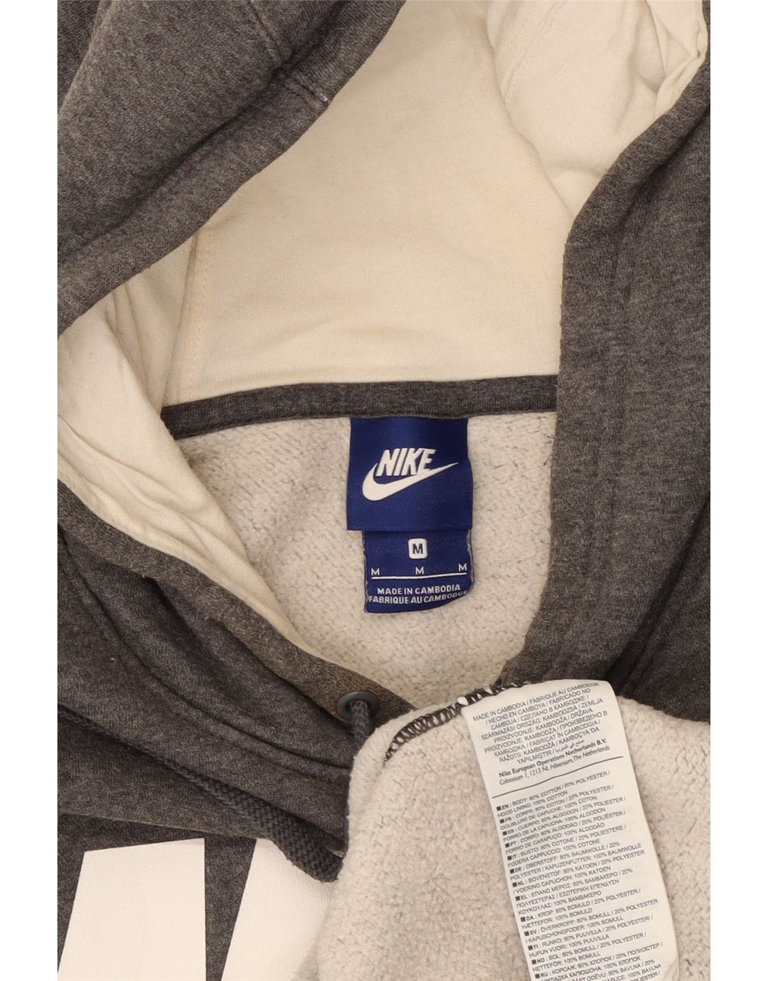 Jumper com capuz gráfico masculino Nike médio cinza algodão