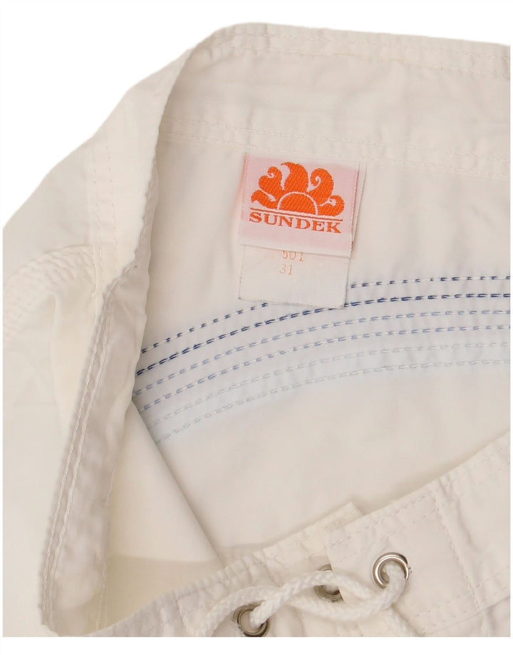 Shorts de natação masculino SUNDEK médio listrado branco nylon