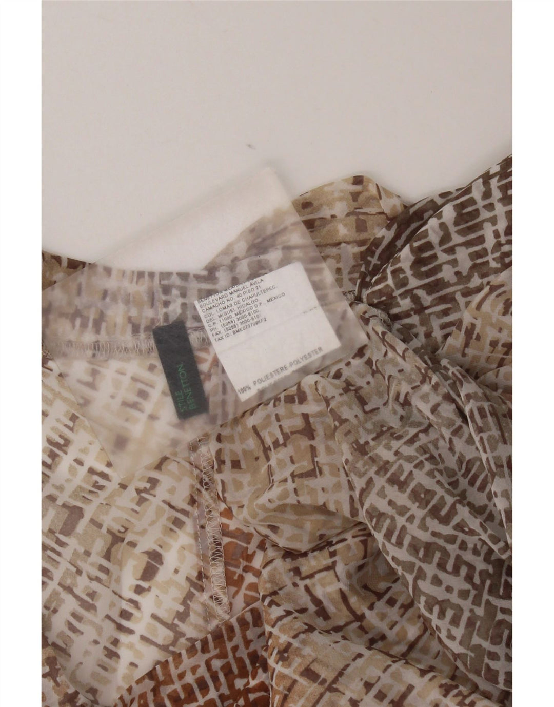 Blusa feminina sem mangas Benetton UK 12 média multicolorida geométrica