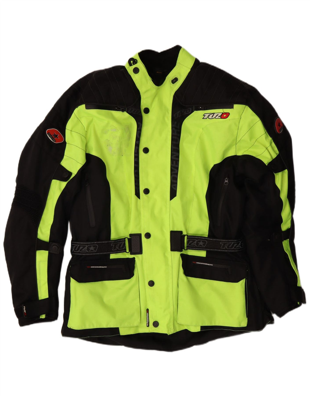 Jaqueta bomber VINTAGE masculina gráfica Moto Racer UK 44 2XL verde colorblock