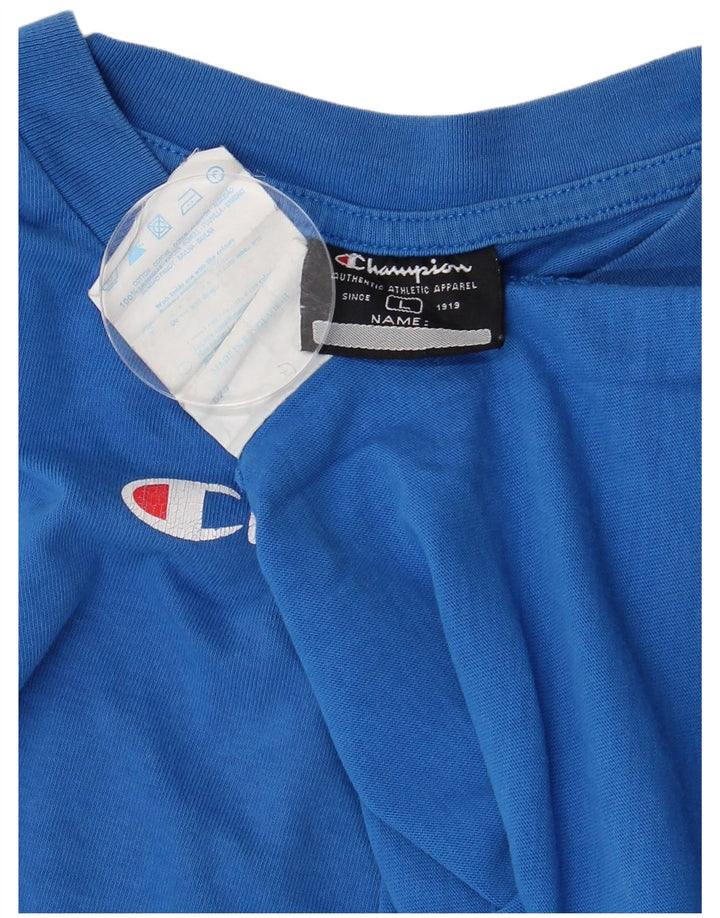 Camiseta masculina com estampa CHAMPION grande algodão azul