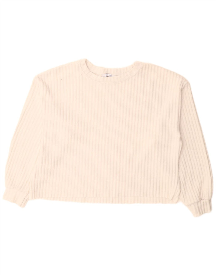 Zara suéter feminino oversized com gola redonda Reino Unido 14 médio branco