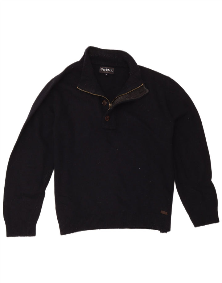 Suéter masculino Barbour com zíper e gola XL azul marinho
