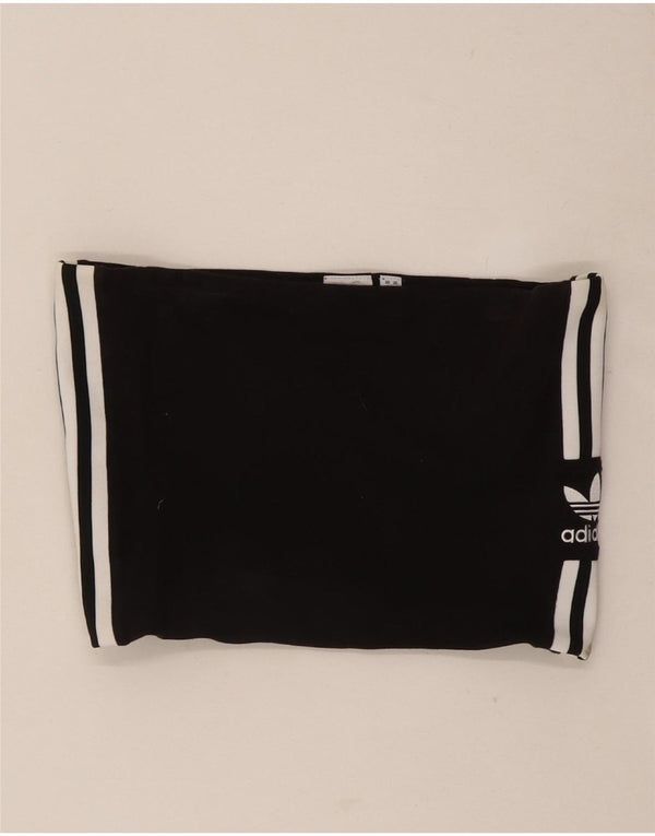 Adidas Mulheres Crop Strapless Top UK 12 Médio Algodão Preto