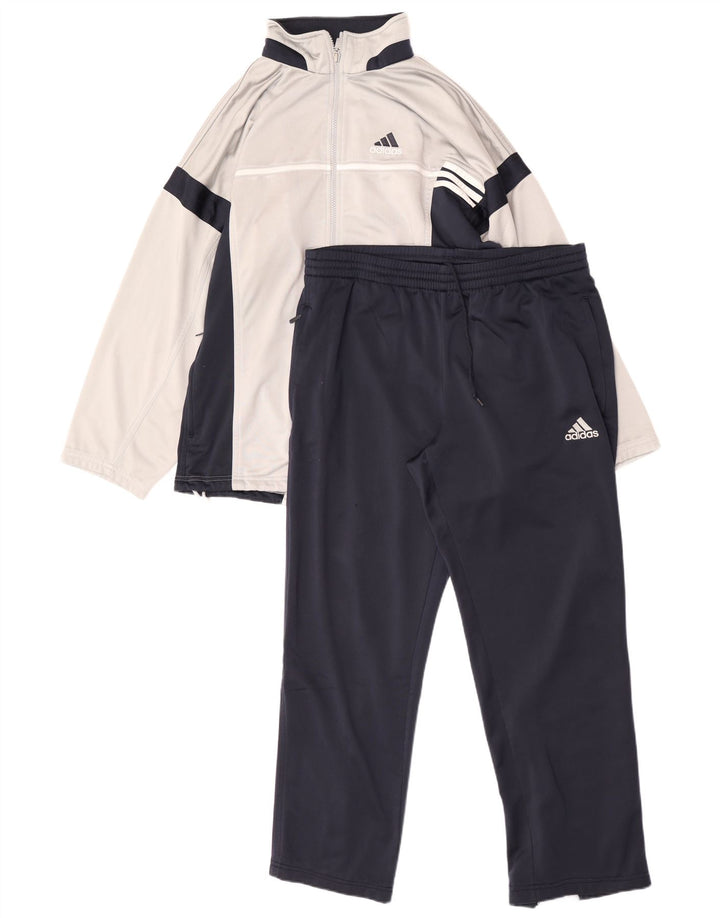 Adidas Mens Full Tracksuit UK 38/40 Cinza Médio Colourblock Poliéster