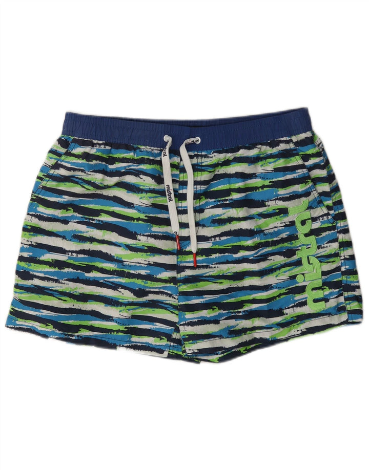 Mistral Mens Graphic Natação Shorts Grande Poliéster Listrado Multicolorido