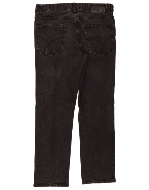 Calvin Klein Masculino Straight Slim Jeans W34 L32 Algodão Preto