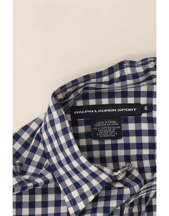 Camisa feminina Ralph Lauren EUA 6 algodão guingão azul médio