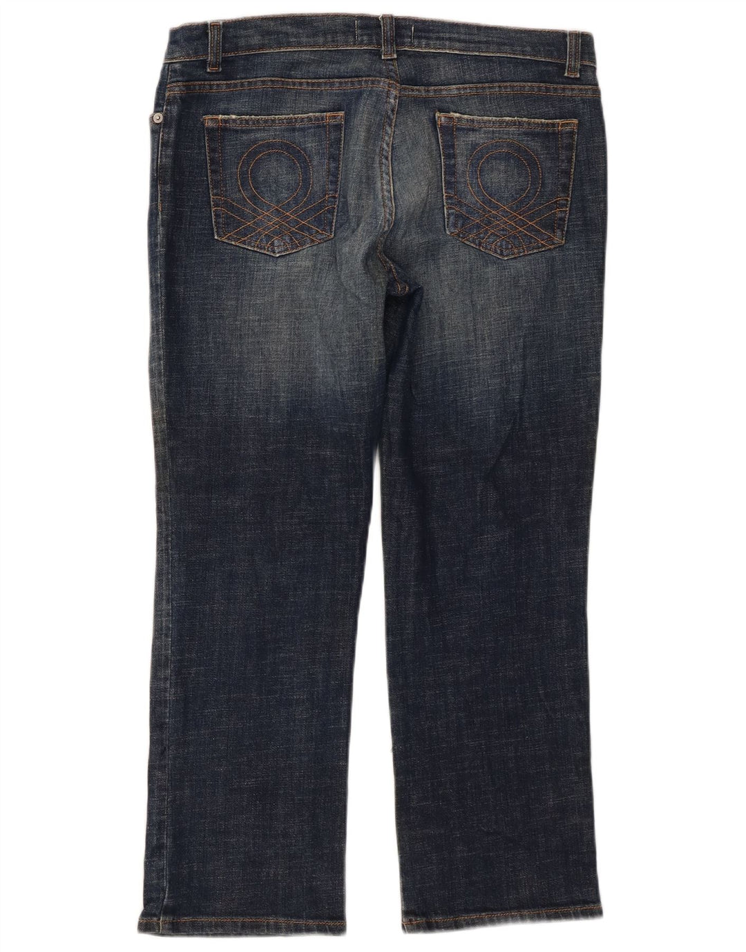 Jeans recortados femininos Benetton W32 L25 azul