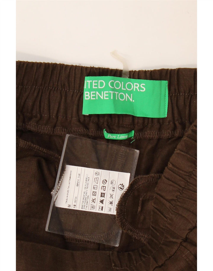 Calça chino feminina BENETTON média W28 L27 linho marrom