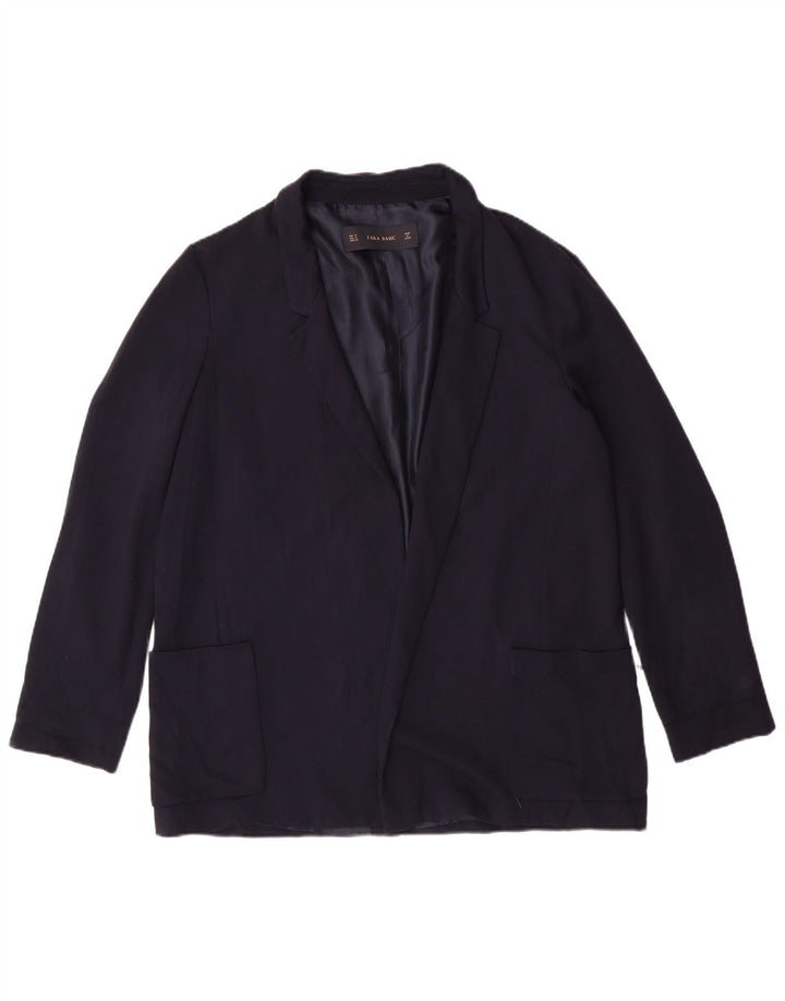 ZARA Womens Open Blazer Jacket UK 14 Médio Azul Marinho