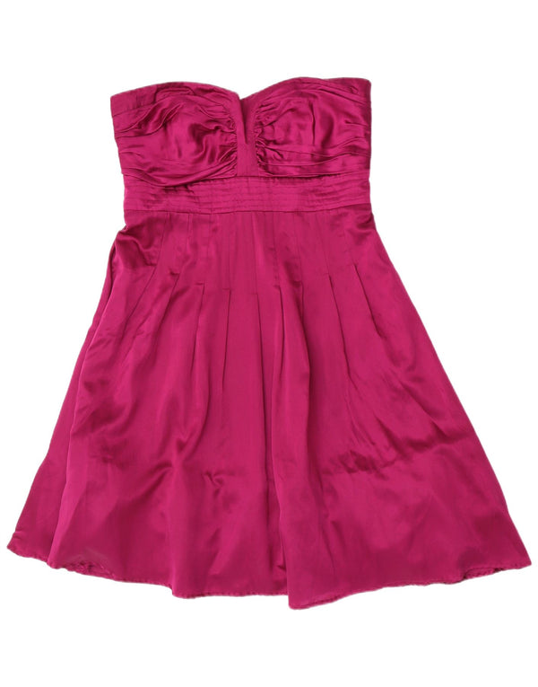 Vestido feminino sem alças Warehouse UK 16 grande seda roxa