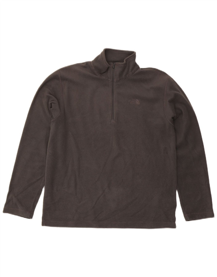 Suéter de lã masculino The North Face com zíper e gola grande poliéster cinza