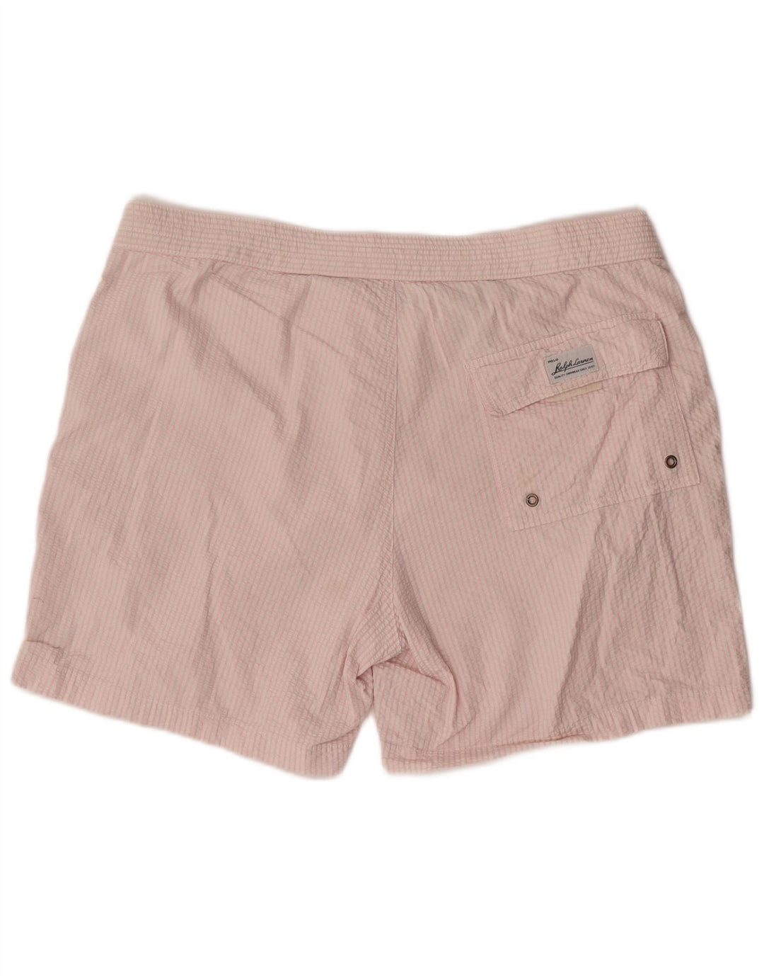POLO RALPH LAUREN Shorts de natação masculino médio rosa algodão listrado