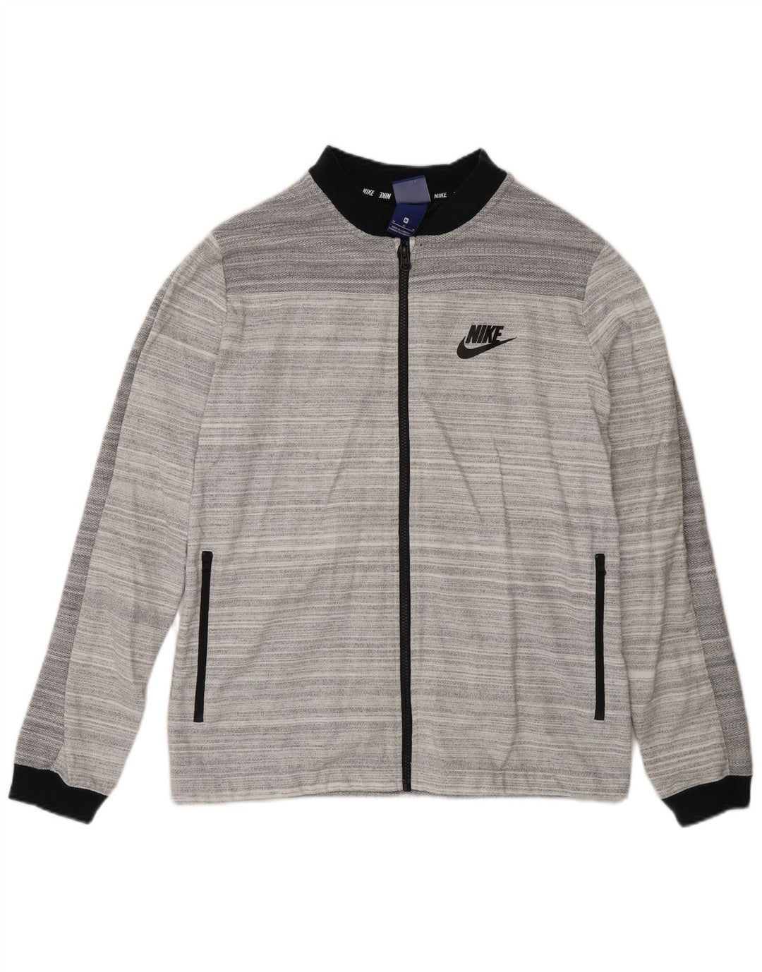 Jaqueta Nike Feminina Regular Fit Treino Top Cinza Médio Listrado Algodão