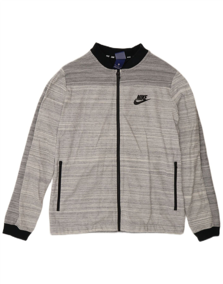 Jaqueta Nike Feminina Regular Fit Treino Top Cinza Médio Listrado Algodão