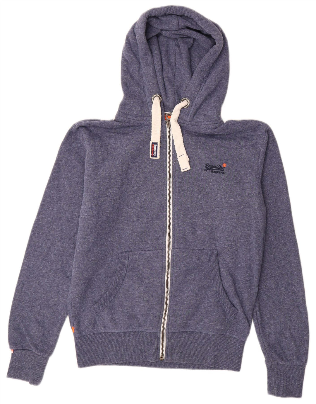 Suéter masculino com capuz e zíper SUPERDRY algodão azul médio