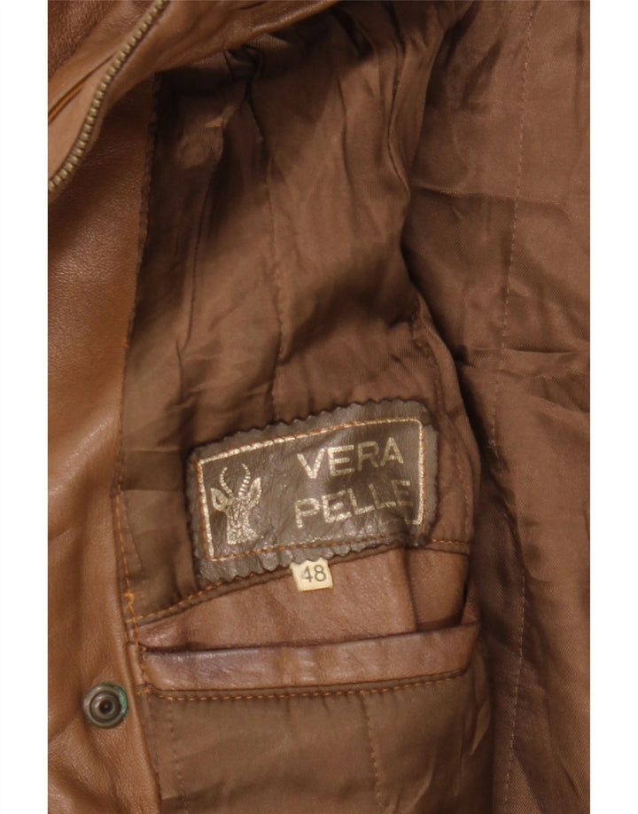 Jaqueta de couro feminina VINTAGE IT 48 XL couro marrom