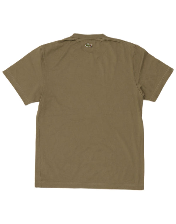 Camiseta masculina Lacoste Classic Fit gráfica tamanho superior 2 XS algodão cáqui