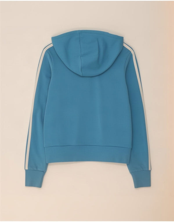 Adidas Womens Zip Hoodie Sweater UK 12 Medium Blue Cotton
