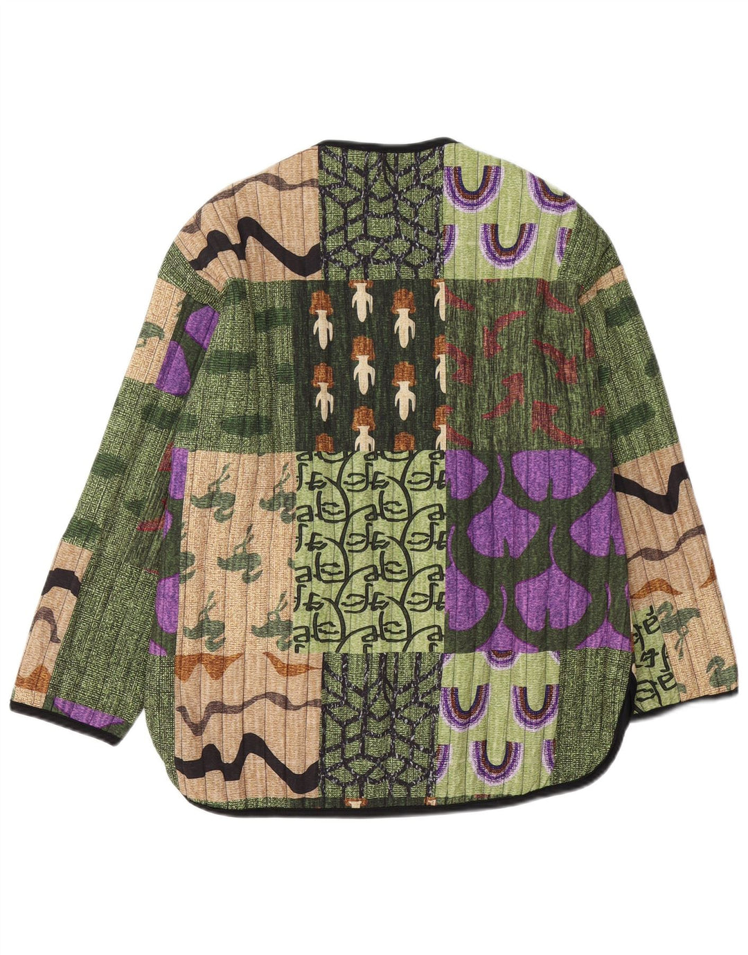 Jaqueta blazer vintage feminina com 5 botões Reino Unido 14 patchwork multicolorido médio