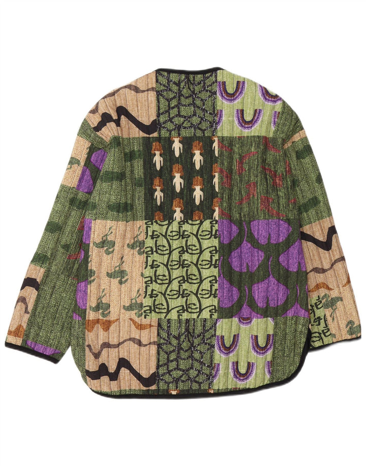 Jaqueta blazer vintage feminina com 5 botões Reino Unido 14 patchwork multicolorido médio