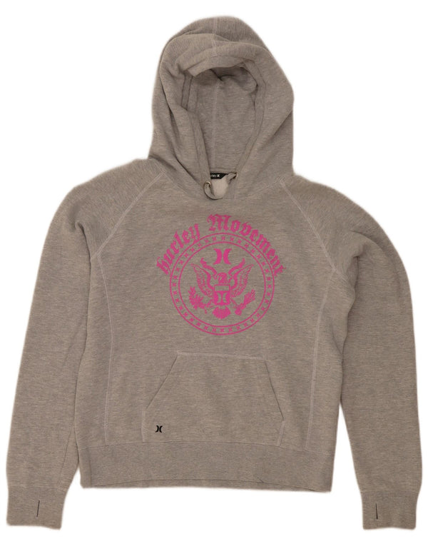 Suéter com capuz gráfico feminino Hurley UK 16 grande poliéster manchado cinza