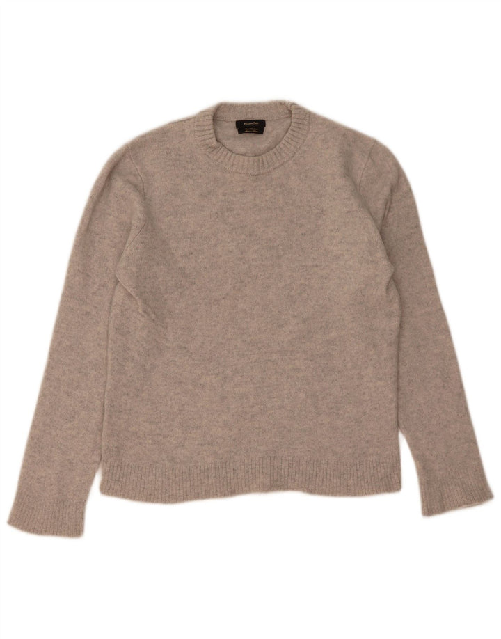Suéter feminino Massimo Dutti com gola redonda Reino Unido 14 cinza médio manchado