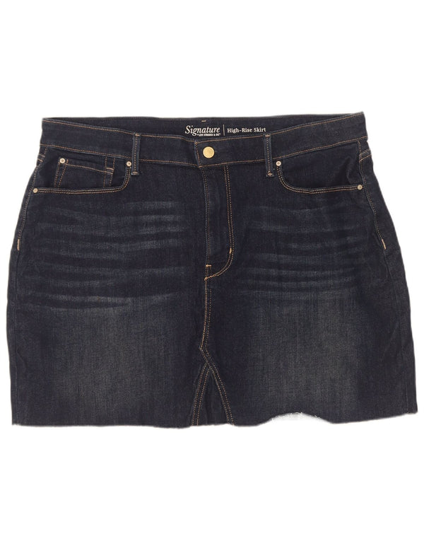 Mini saia jeans feminina de cintura alta exclusiva da Levi's US 18 2XL W34 Azul marinho