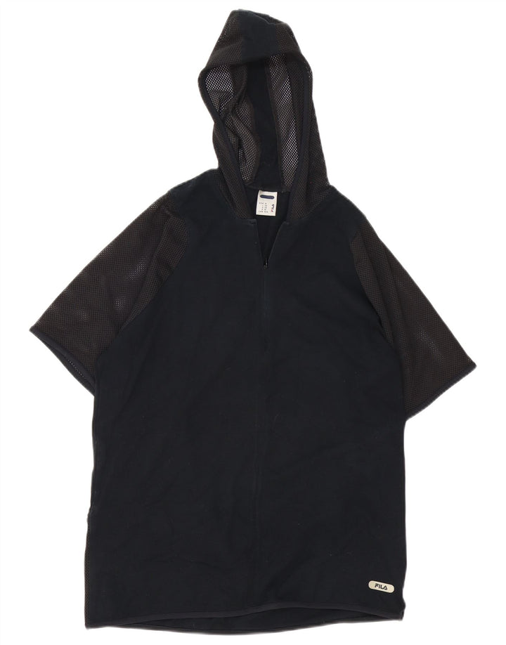 Camiseta masculina com capuz Fila Top médio algodão preto