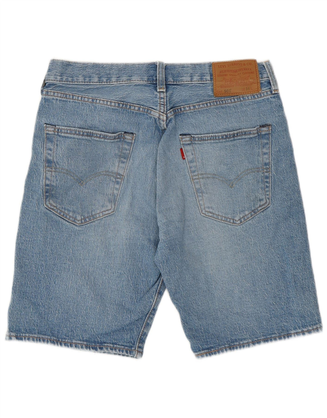 LEVI'S Masculino 501 Shorts jeans desgastados W31 algodão azul médio
