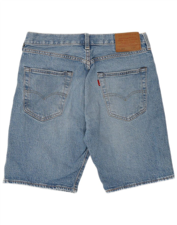 LEVI'S Masculino 501 Shorts jeans desgastados W31 algodão azul médio