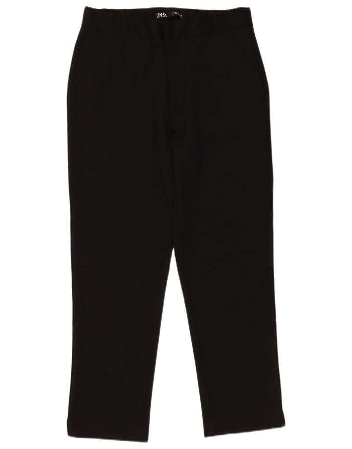 Calça feminina reta cortada Zara médio W30 L25 poliéster preto