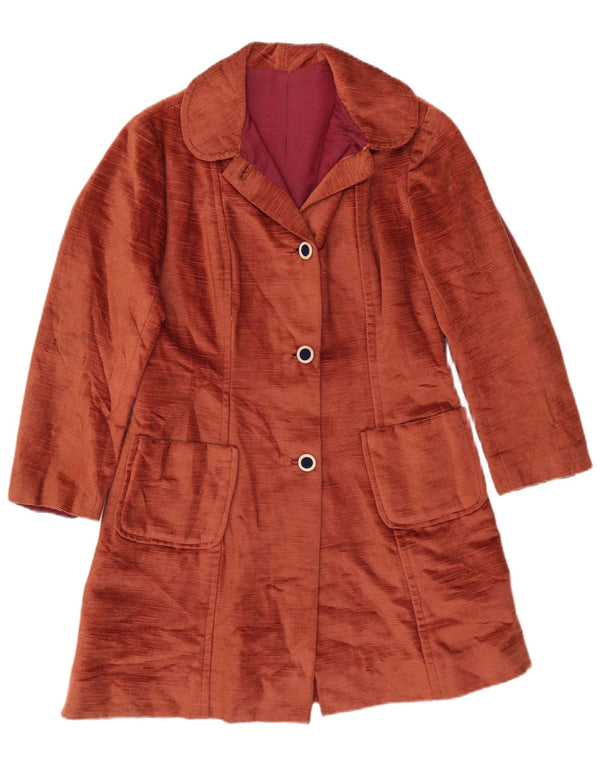 Sobretudo de veludo feminino vintage UK 10 pequeno marrom