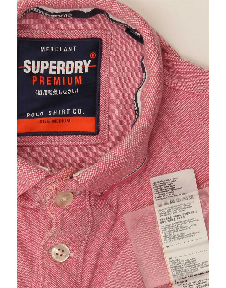 Camisa polo masculina Superdry médio algodão manchado rosa