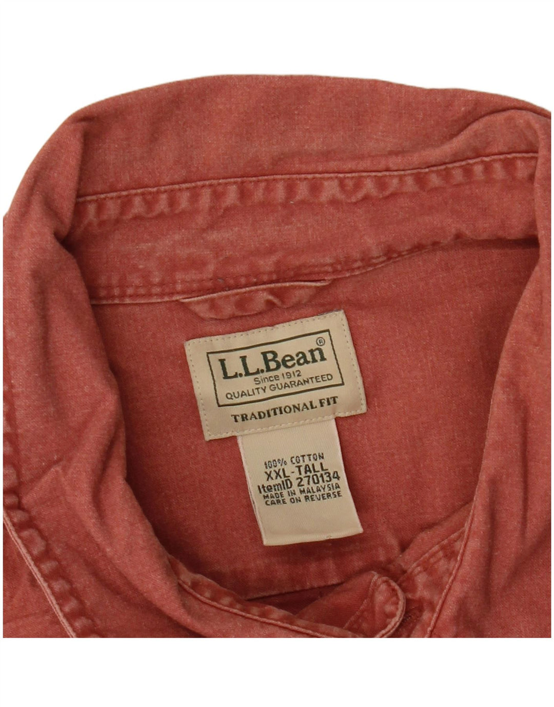 Camisa masculina alta tradicional L.L.BEAN 2XL algodão vermelho