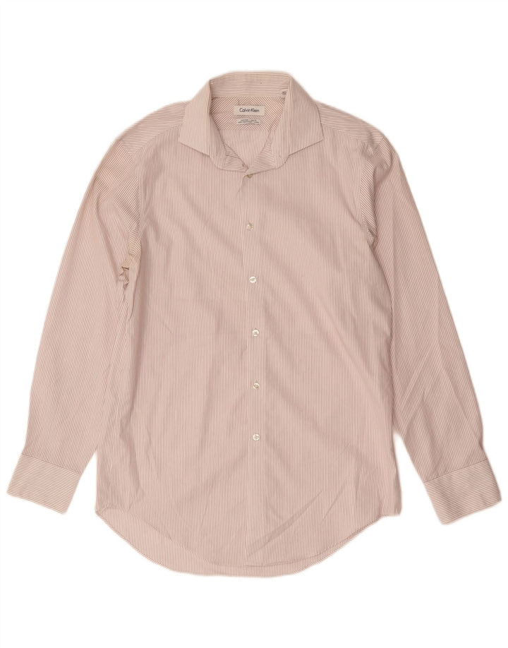 Camisa masculina CALVIN KLEIN tamanho 15 algodão listrado branco médio