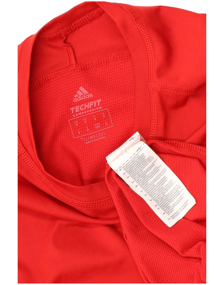 ADIDAS Womens Climacool Top Manga Longa UK 12 Médio Poliéster Vermelho