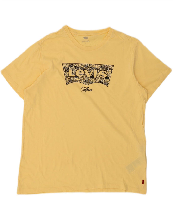 LEVI'S Mens Graphic T-Shirt Top Large Yellow Cotton Vintage Levi's and Second-Hand Levi's from Messina Hembry 