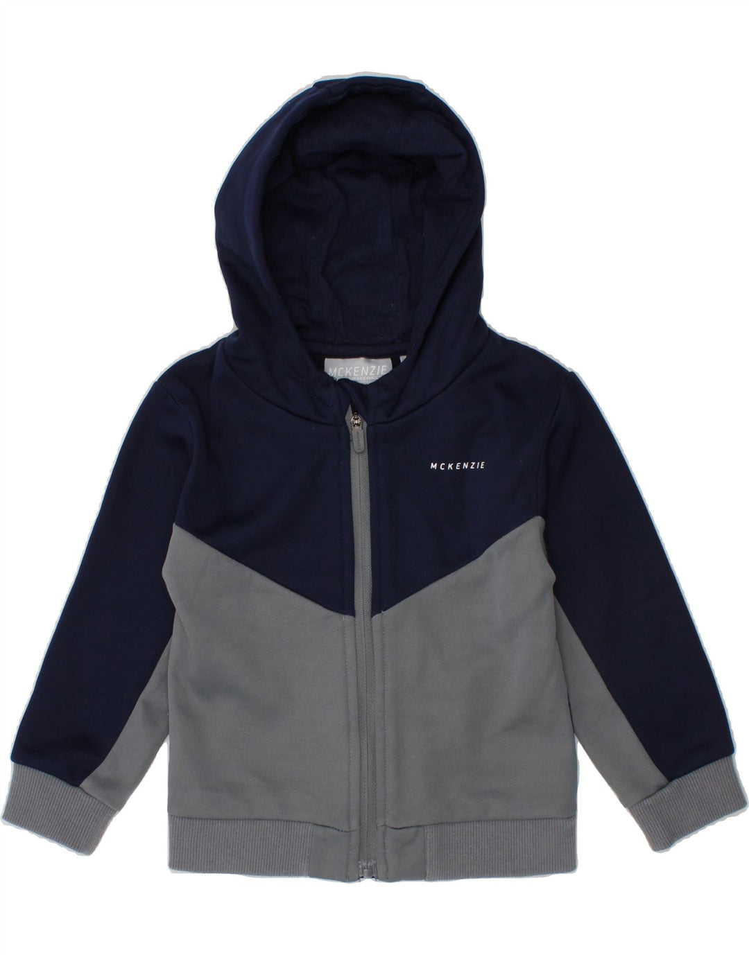 MCKENZIE Baby Boys Zip Hoodie Sweater 18-24 Months Navy Blue Colourblock Vintage Mckenzie and Second-Hand Mckenzie from Messina Hembry 