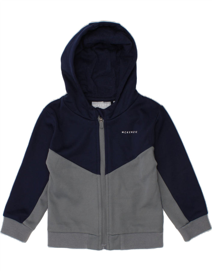MCKENZIE Baby Boys Zip Hoodie Sweater 18-24 Months Navy Blue Colourblock Vintage Mckenzie and Second-Hand Mckenzie from Messina Hembry 
