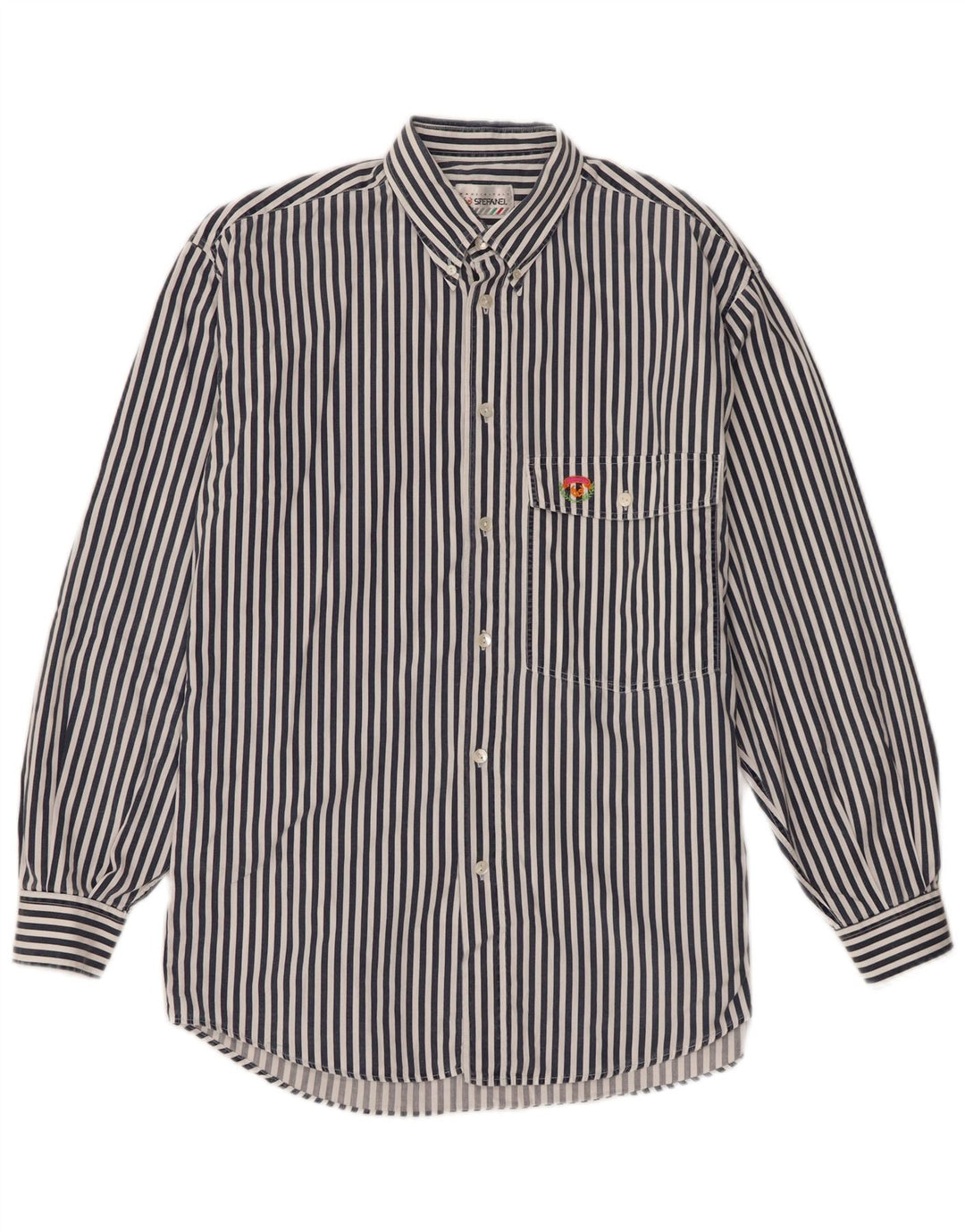 Camisa masculina Stefanel média listrada azul marinho