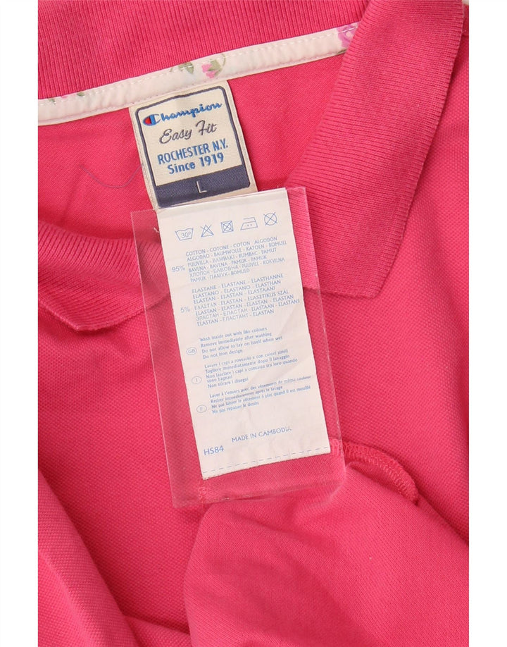 CHAMPION Womens Polo Shirt UK 16 Large Pink Cotton Vintage Champion and Second-Hand Champion from Messina Hembry 