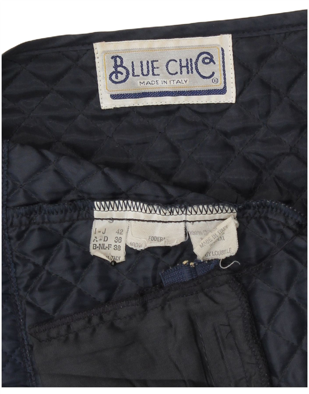 Colete acolchoado feminino vintage IT 42 poliéster azul marinho médio