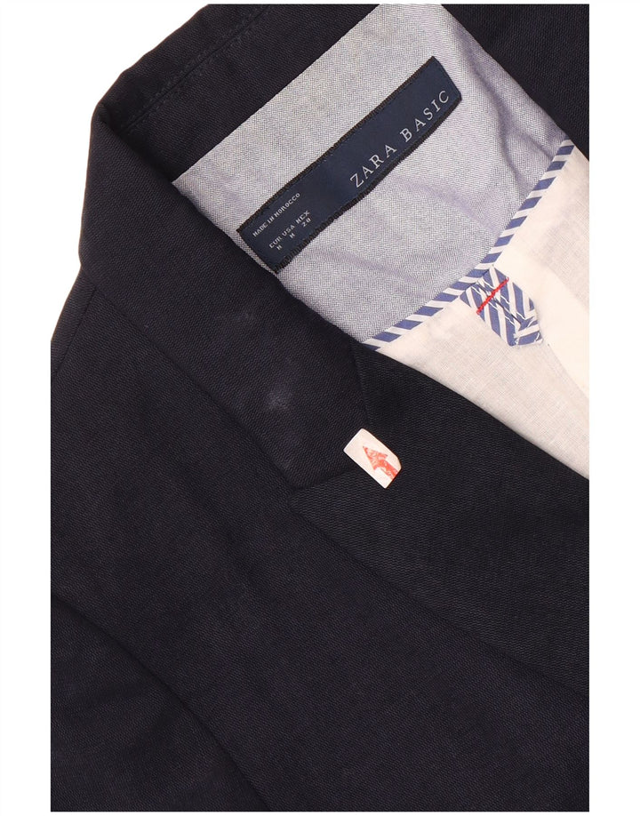 Jaqueta blazer feminina Zara com peito duplo Reino Unido 12 médio azul marinho Lyocell